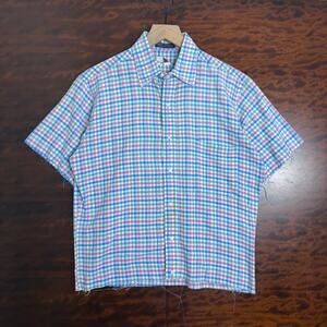 90s Neiman Marcus Vibrant Cropped Mens Button Up S